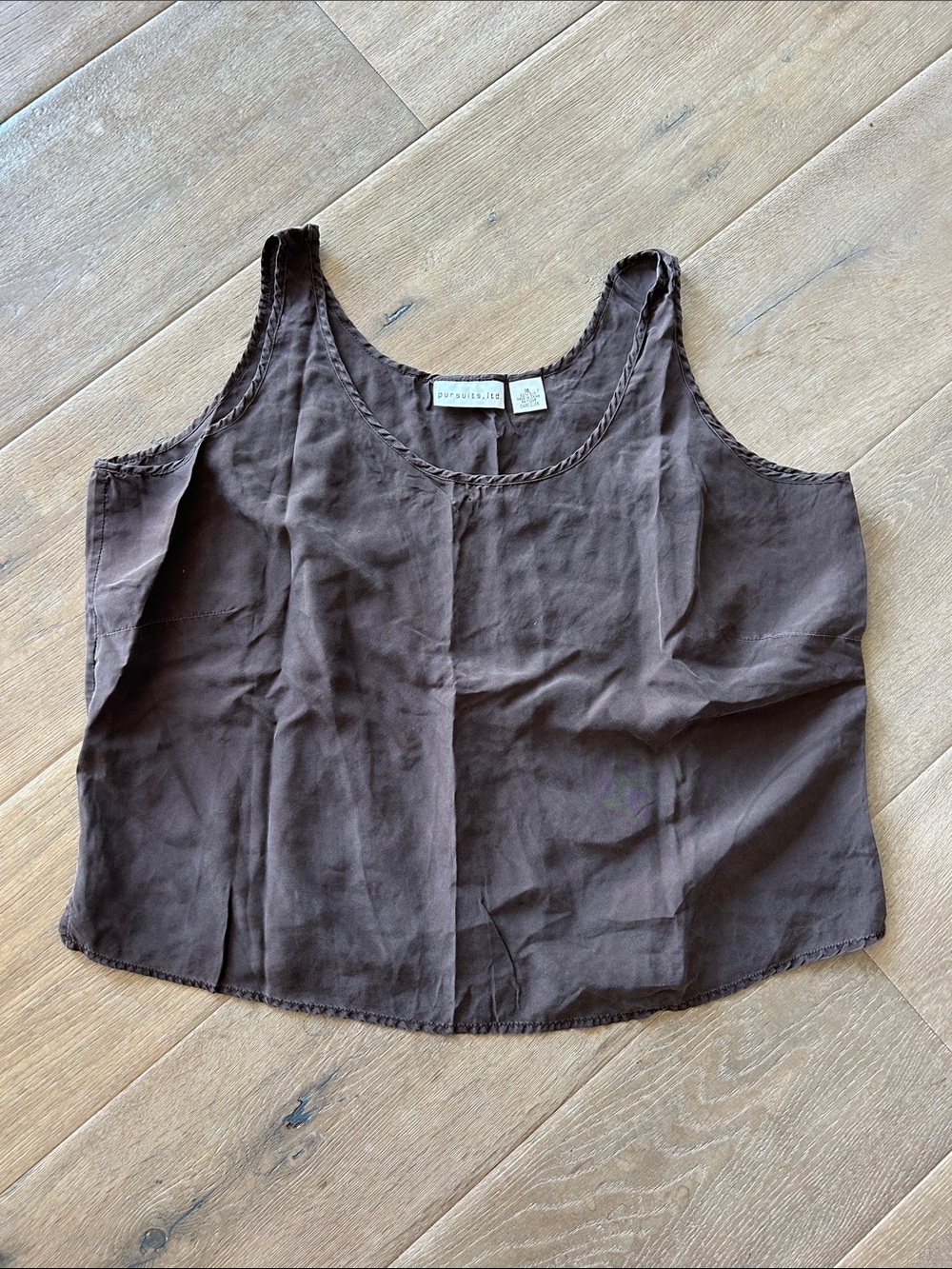 Silk Chocolate Brown Scoop Neck Tank